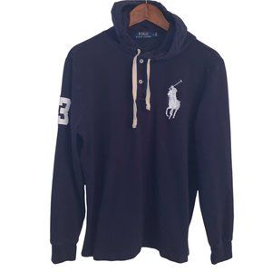 Polo Ralph Lauren Men’s Medium Big Pony Shirt Hoodie #3 Patch Navy Blue